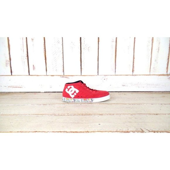 Red DC skater tennis shoes/red suede leather sneakers/skull/grafitti art - Picture 8 of 8